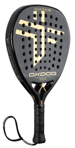OXDOG - Pala de Pádel Oxdog Ultimate Pro+ HES-Carbon - Superficie Rugosa, Material HES Carbob (3k) Ambas Caras y Forma Diamante - Nivel Profesional - Peso 360-370 gr - Color Negro