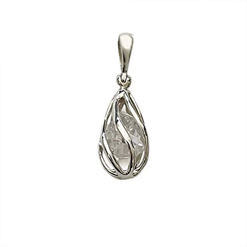 Starborn Herkimer - Colgante en espiral de plata de ley con diamante (tamaño pequeño)