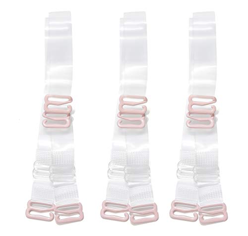 Yarbar 3 Pairs Clear Bra Straps Non-Slip Invisible Bra Straps Soft Transparent Shoulder Strap
