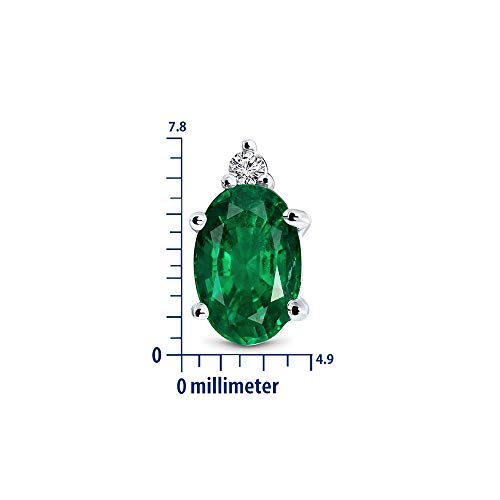 Miore pendientes en oro blanco de 9 kt 375 con esmeraldas verdes talla oval y diamantes naturales talla brillante