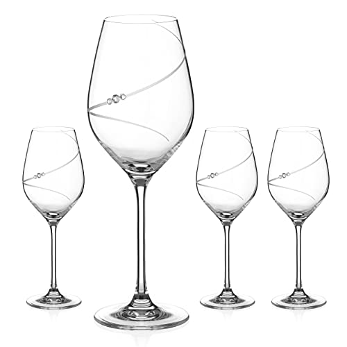 DIAMANTE Juego de 4 copas de vino blancas Swarovski con diseño de silueta de Swarovski