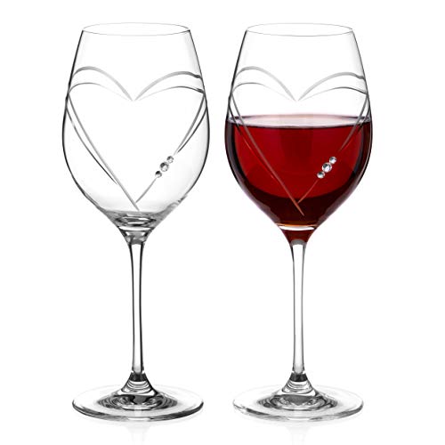 DIAMANTE Juego de 2 copas de vino tinto de Swarovski – Colección 'Hearts'