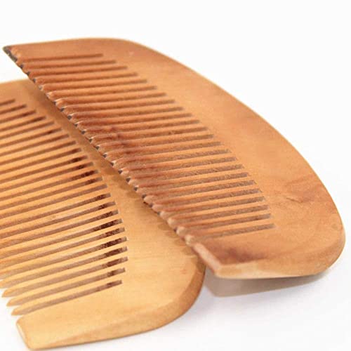 Peine de madera de nogal natural con dientes suaves y gruesos, antiestático, para cuidado de la barba, para masajear el cabello