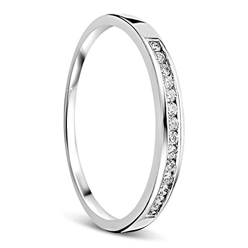 Orovi anillo de mujer compromiso/aniversario 0.10 Quilates diamantes en oro blanco 18 kilates ley 750