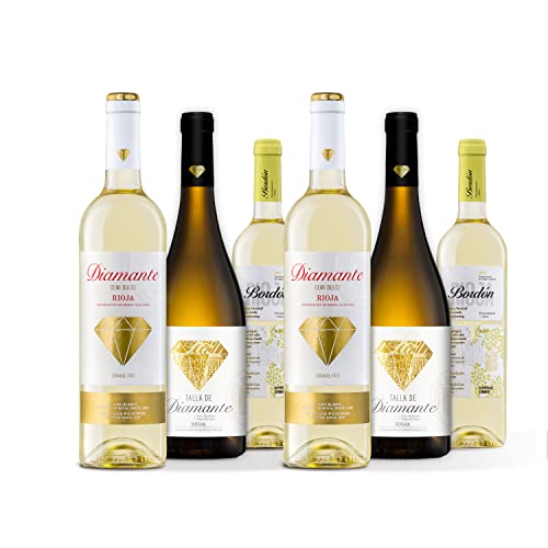 Pack Especial de Vinos Blancos Afrutados - D.O.Ca Rioja - 6 Botellas - Talla de Diamante + Diamante Semidulce + Bordón Blanco - Para Tardes Veraniegas