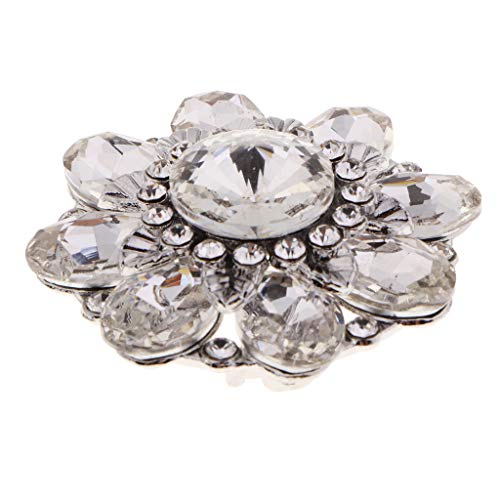Fenteer Botón Grande de Diamantes de Imitación de Flores de 46 Mm con Botón Decorativo de Vástago para Coser - Blanco, Individual