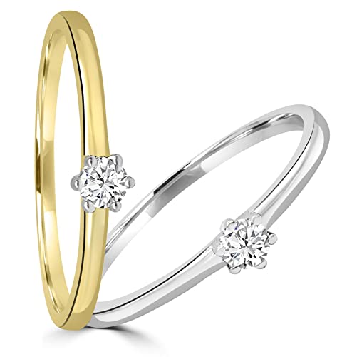 Anillos de compromiso con diamantes de oro blanco o amarillo – elige uno de nuestros anillos de compromiso favoritos para ella – Anillo de diamante de 1/10 quilates