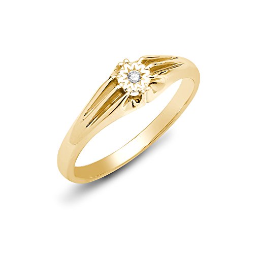 Jewelco Europa hombres Oro Amarillo 9k 0.04ct Diamante solitario anillo
