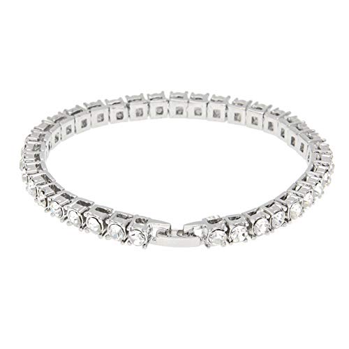 AchidistviQ Moda de una fila de diamantes de imitación con incrustaciones de diamantes de imitación de los hombres pulsera regalo de la joyería del partido - negro 7 pulgadas, 7 inches, Bambú, Amber