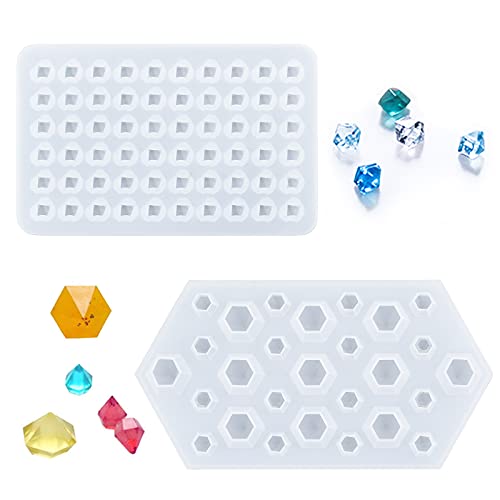 WANDIC Molde de Silicona de Diamante, 2 Piezas pequeñas de fundición de Gemas 3D de Resina epoxi para Manualidades, Collar y decoración artística