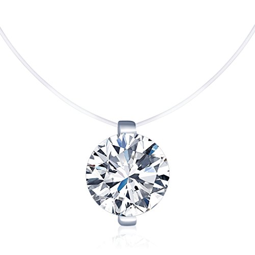 Unendlich U - Collares Mujer Niña, Collares Invisible Colgantes de Diamantes, en Plata de Ley 925 Cadena Transparente con Colgantes