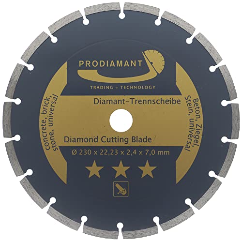 PRODIAMANT disco de diamante universal 230 x 22,2 mm hormigón, piedra, ladrillo 230mm disco de diamante segmento 7mm