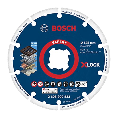 Bosch Professional 1 x Discos de corte de diamante Expert Diamond Metal Wheel X-LOCK, para Hierro fundido, 125 mm, Accesorios Amoladora pequeña