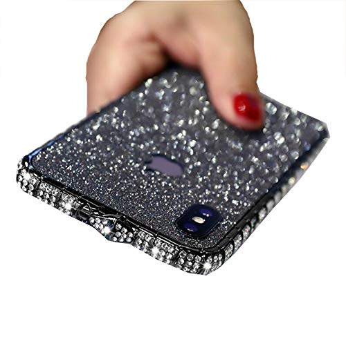 WODETIAN Caja del teléfono móvil Marco de Parachoques de Metal Brillo de Diamante para iPhone XS Funda MAX con Cubierta Brillante iPhone 7 8 Plus X XR XS,Negro,xsmax