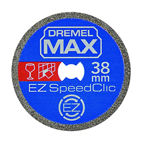 Dremel MAX Disco de corte de alto rendimiento (SC545DM) Disco de corte con recubrimiento de diamante con sistema EZ SpeedClic, 38 mm, durabilidad máxima de vida
