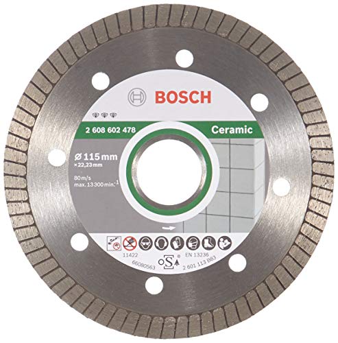 Bosch Professional - Disco de corte de diamante Best for Ceramic Extra-Clean Turbo, 115 x 22.23 x 1.4 x 7 mm