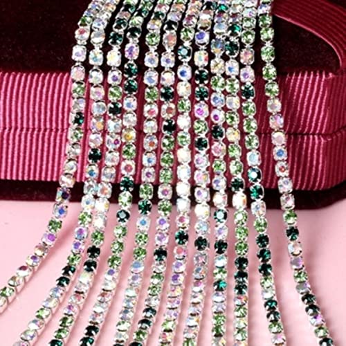 DIY AB Cadena de copa de diamantes de imitación Cristal Strass Piedra de cristal Coser en diamantes de imitación para ropa Joyas de diamantes Artesanías Joyas con purpurina-ZL0033, Ancho 2 mm