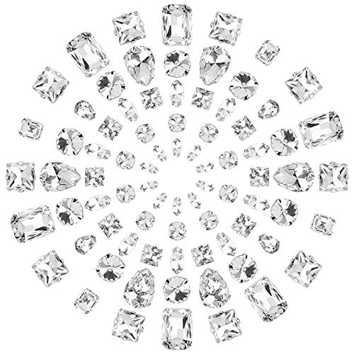 GORGECRAFT 100 Uds Coser En Diamantes de Imitación, Diamantes de Imitación de Cristal con Forma de Lágrima, Piedras Preciosas de Espalda Plana para Manualidades DIY, Joyería, Vestido, Claro