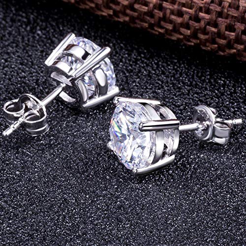 Pendientes Mujer Hombre Plata De Ley 925 Diamante Oro Blanco Circonita Pendientes 6mm