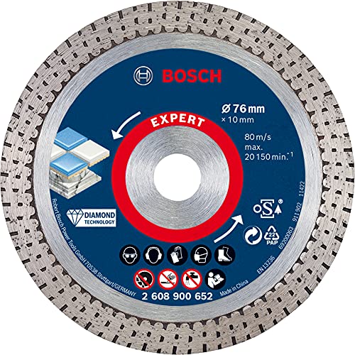 Bosch Accessories 1 disco de corte de diamante de 76 mm Expert HardCeramic (para azulejos duros, piedra dura, Ø 76 mm, accesorios mini amoladora angular)